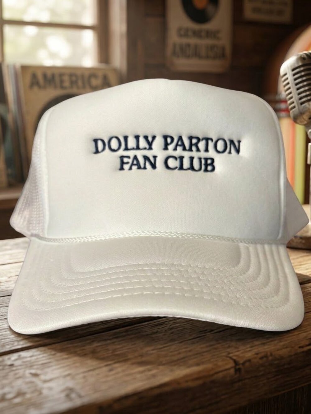 Dolly Parton Fan Club Embroidered White Foam Rope Snapback Trucker Hat Country